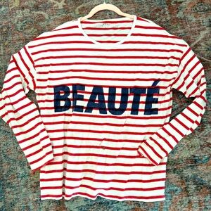 J Crew Red & White Striped Long Sleeve Shirt